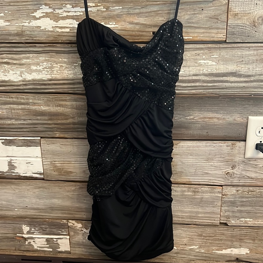 Boutique scrunch butt strapless  sequin dress
